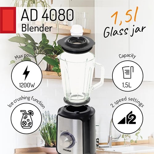 Blender Adler MS4080 1.5L kavanoz qelqi 600W 2 shpejtësi funksion Pulse Blender Adler MS4080 1.5L kavanoz qelqi 600W 2 shpejtësi funksion Pulse