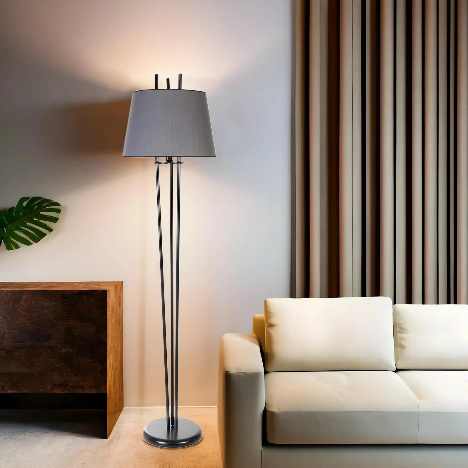 Llambë dyshemeje Opviq, ngjyrë gri e errët dhe e zezë, 165cm