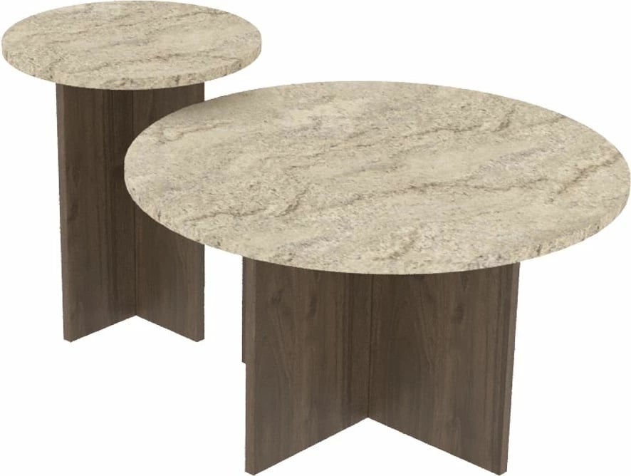 Set tavolinash kafeje Skye Decor, travertin, dru arre