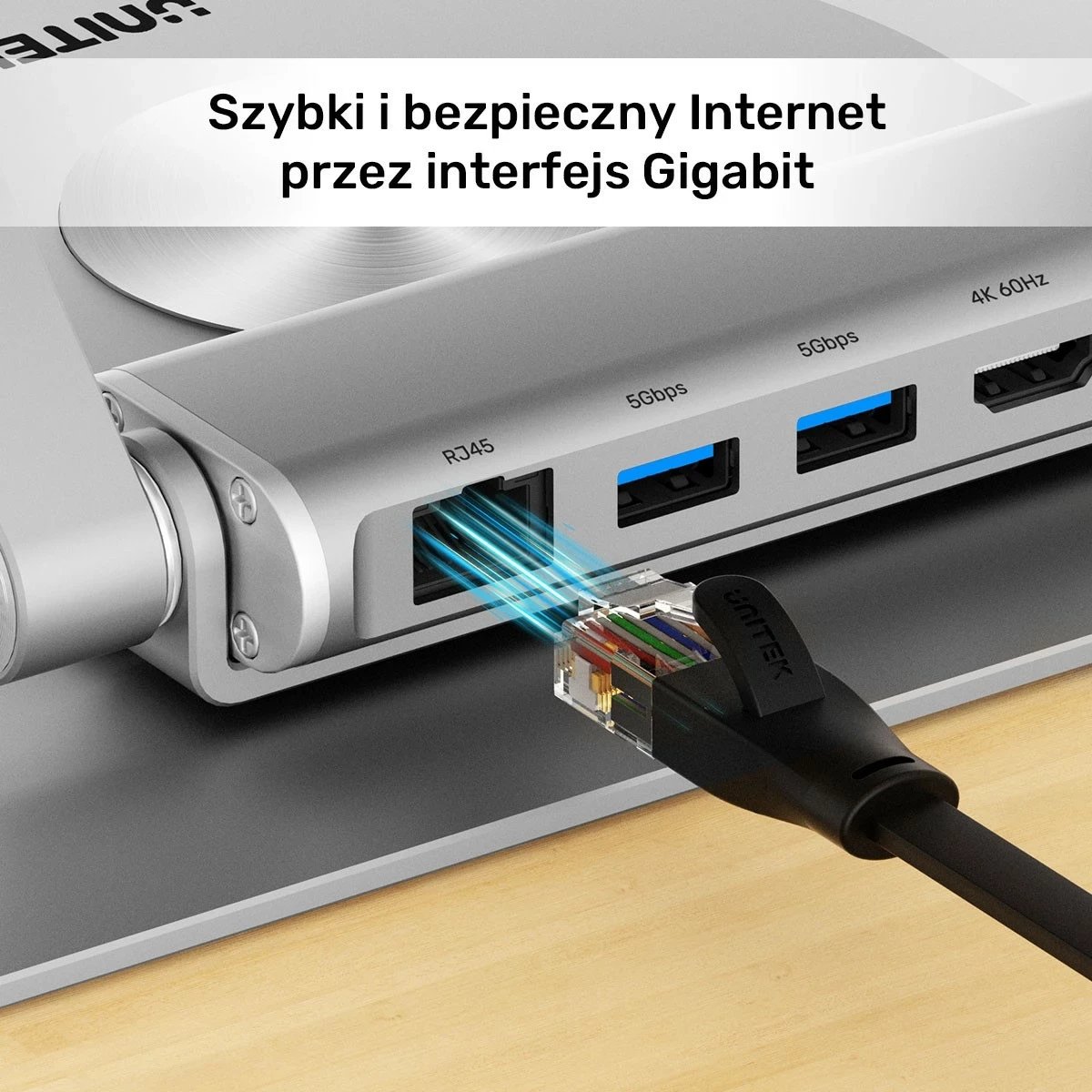 Podstavek për laptop Unitek USB-C HDMI 4K PD 100W, ngjyrë argjendi