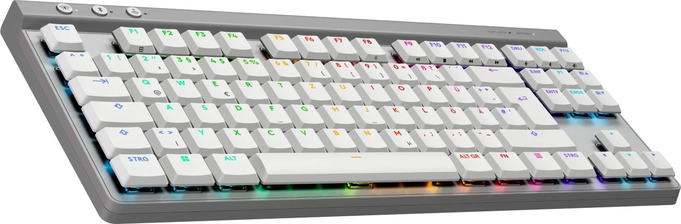Tastierë mekanike Logitech G 920-012543, Wireless, RF Wireless + Bluetooth, RGB LED, e bardhë