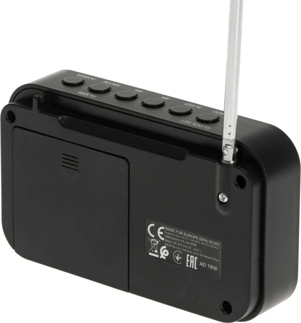 Radio digjitale Adler AD1906, PLL AM/FM, e zezë