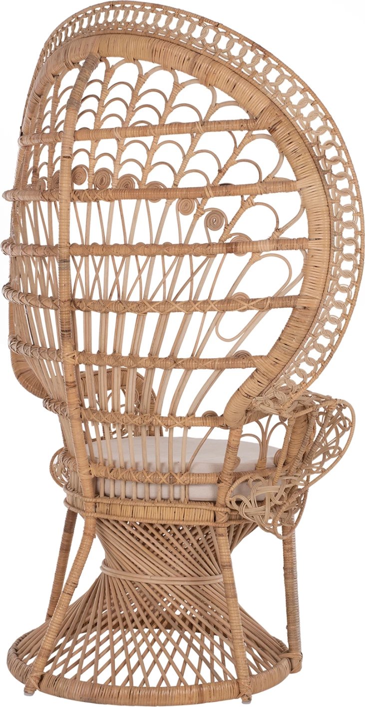 Karrige mbretërore pallua FH9342 rattan natyral - jastëk bezhë 114x72x150Hcm