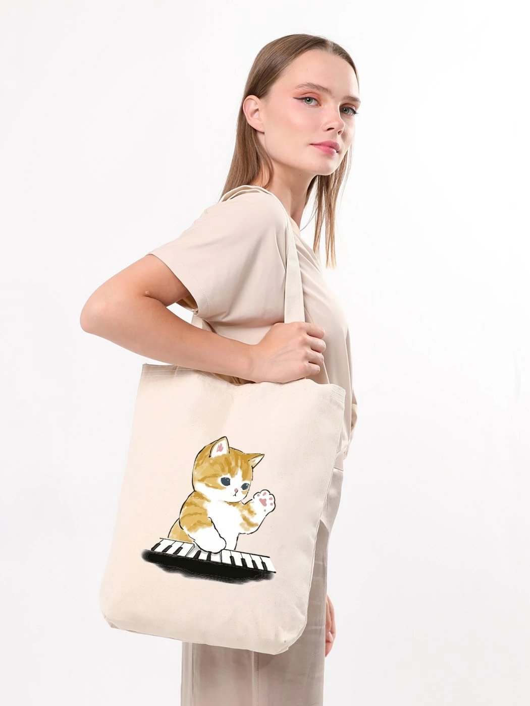Qese tote Zoozie Bags, 1612, ngjyrë krem