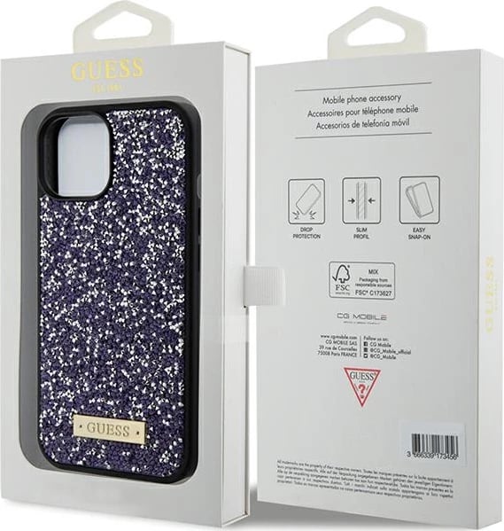 Mbështjellës Guess Rhinestone Metal Logo për iPhone 15, Rozë Mbështjellës Guess Rhinestone Metal Logo për iPhone 15, Rozë