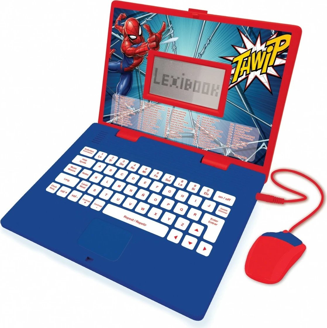 Laptop edukativ Lexibook Spider-Man, 186 aktivitete, dy gjuhë, Blu e Kuqe