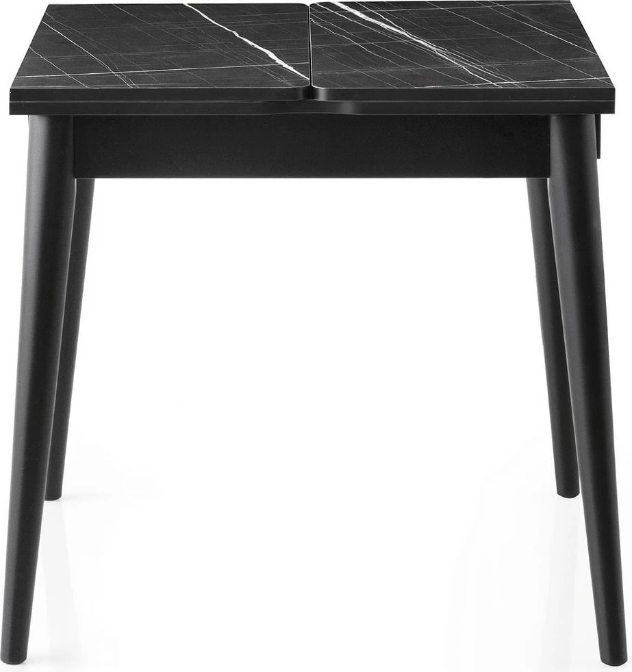 Tavolinë ngrënieje e zgjatshme, ngjyrë mermeri të zi, Skye Decor, Totem - 3041