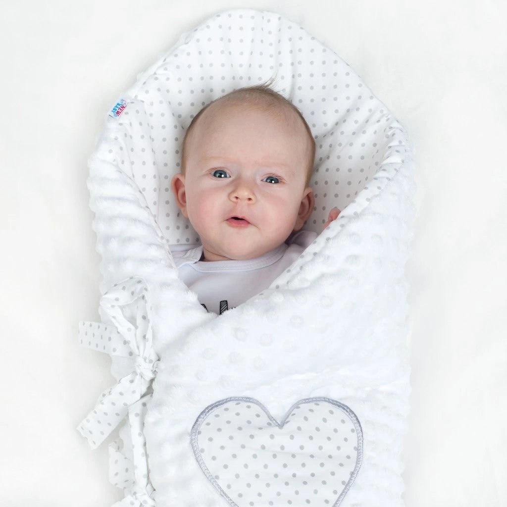 Mbështjellëse bebe minky, New Baby, 75x75 cm, anti-alergjike, e bardhë