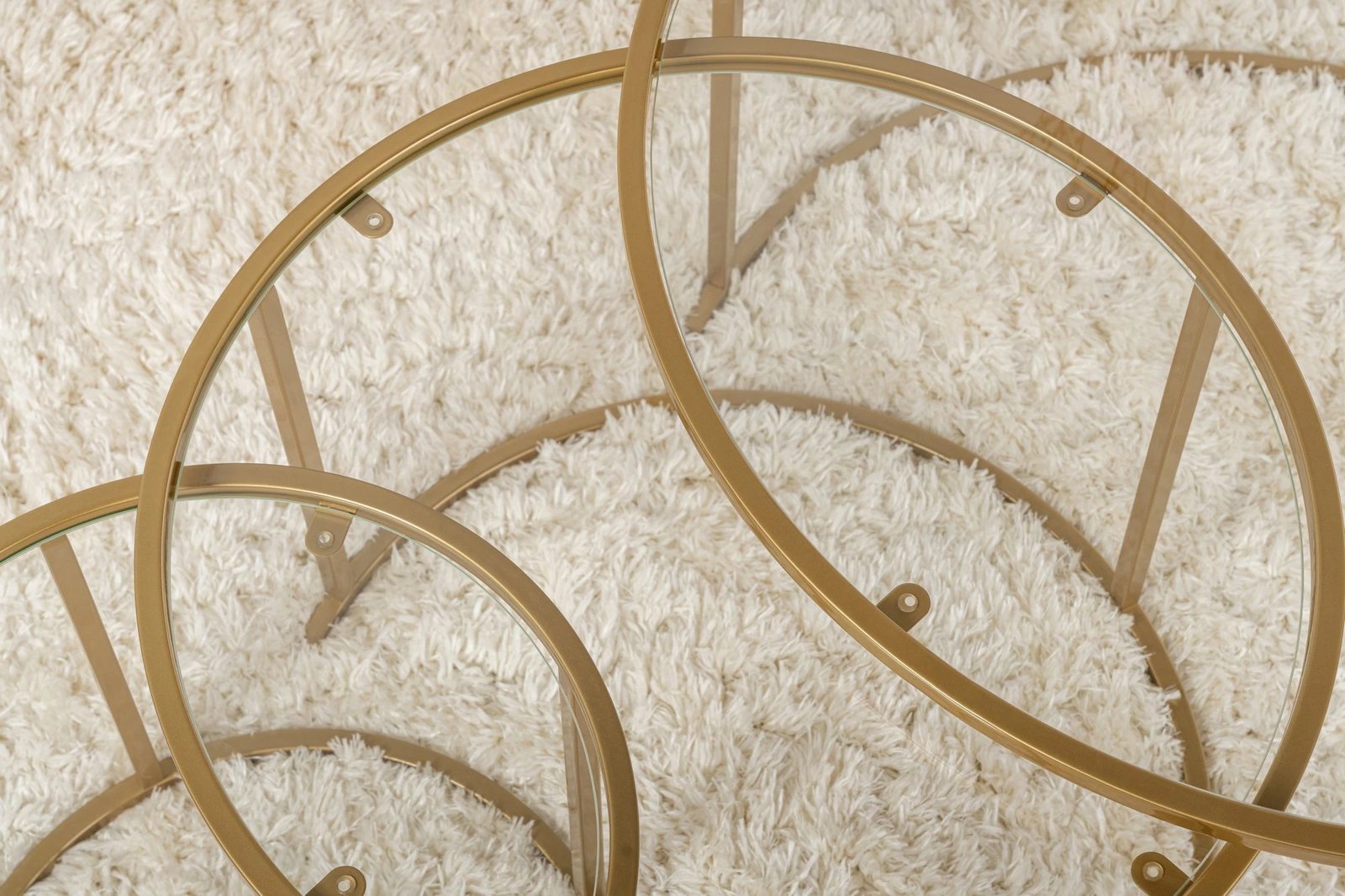 Set tavolinash kafe Nordure, Aurum - 80, 60, 42 - ngjyrë ari, transparente