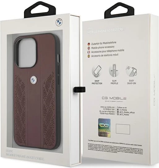 Mbështjellës BMW BMHCP13LRSPPR për iPhone 13/13 Pro 6.1", lëkurë, i kuq