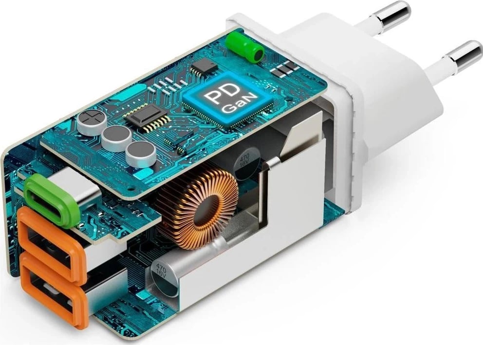 Karikues Hama mini GaN 45W PD/QC 2x USB-C, 1x USB-A, bardhë