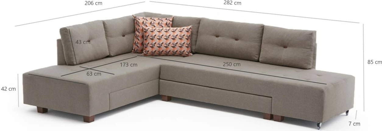 Kënd divan-krevat Atelier del Sofa, kënd majtas, ngjyrë krem