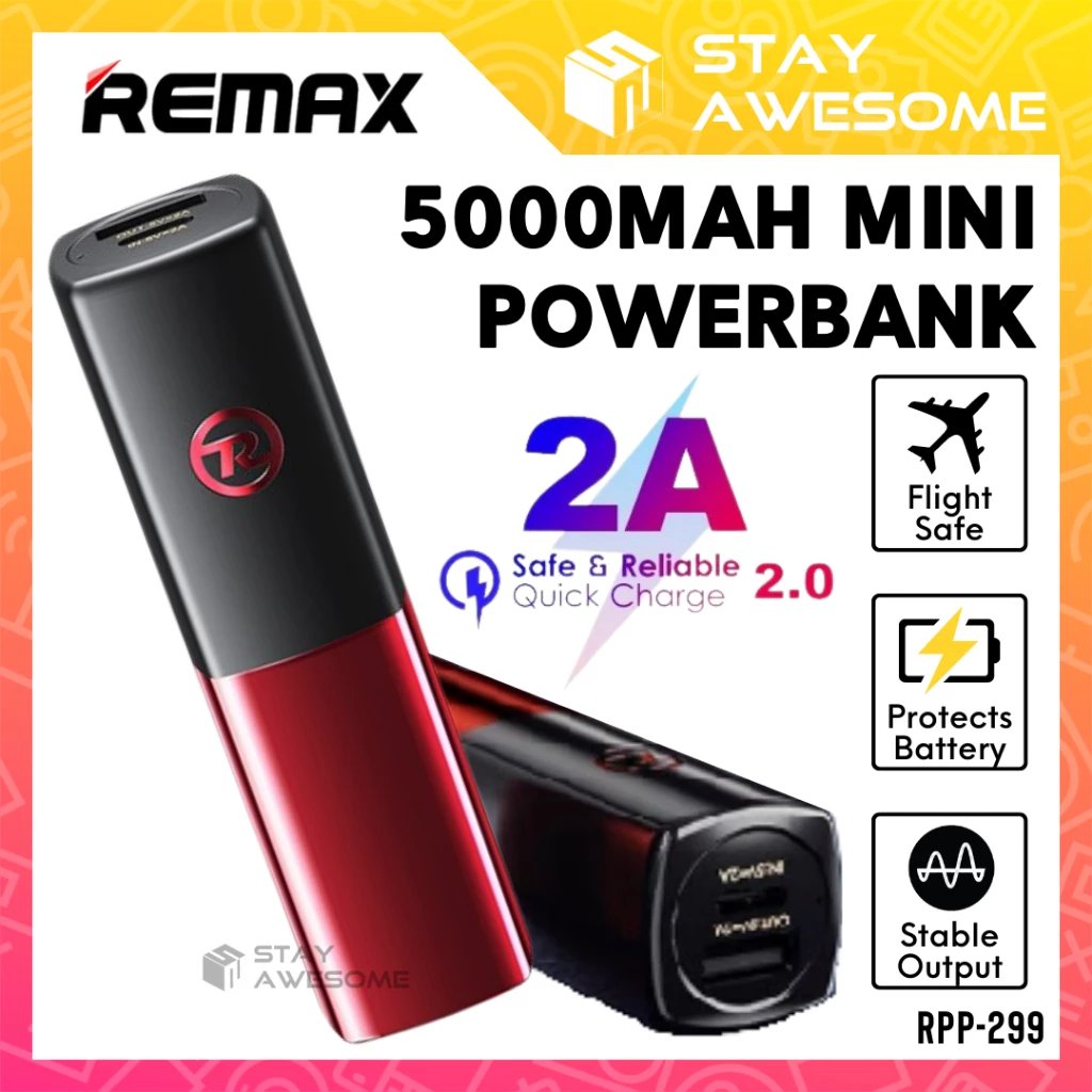 Power Bank në formë buzëkuqi Remax RPP-299, 5000 mAh, me 2 porta për USB, e kuqe