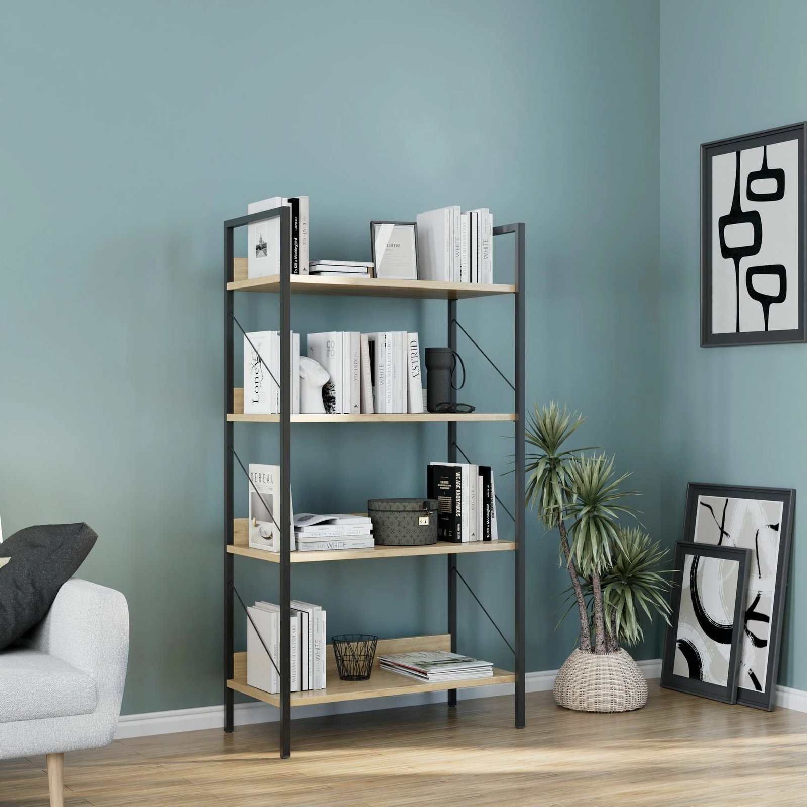 Raft librash Hanah Home, Ktp-840-Ff-1, ngjyrë lisi