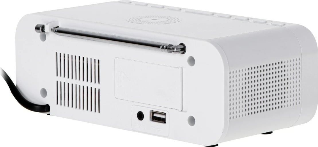 Radio‑alarm Adler AD1192W, FM PLL, Bluetooth 5.0, ngarkim pa tela 5W, 30 preset-e, e bardhë