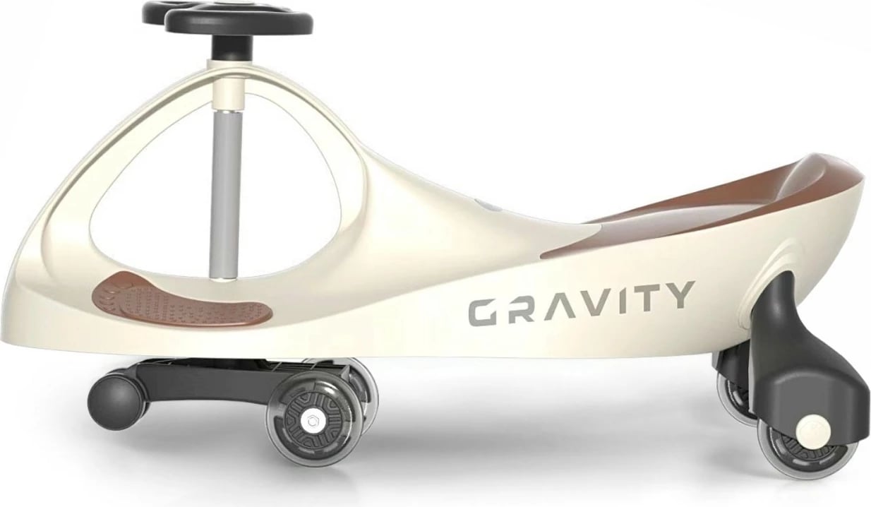 makinë ride-on gravitet, Milly Mally, Gravity, 4 rrota LED, pa pedale e pa bateri, ngarkesë maks. 50 kg, 3+, Beige-Brown
