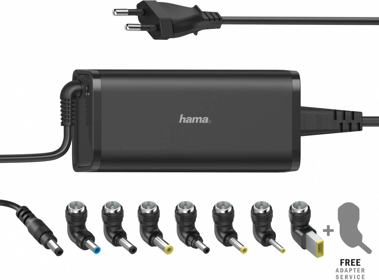 Adapter universal për laptop Hama 200003, 90W, 15-19V, 8 adaptera, i zi