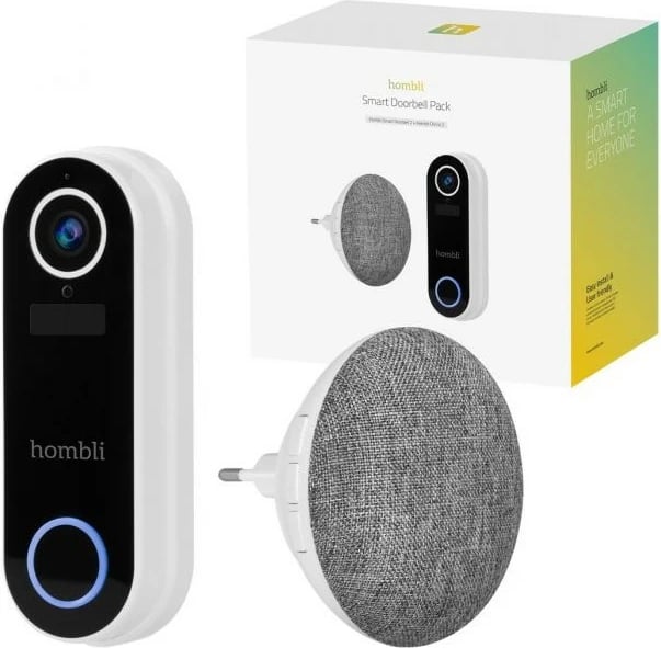 Zile e mençur Hombli, Smart Doorbell Pack, e zezë, e bardhë Zile e mençur Hombli, Smart Doorbell Pack, e zezë, e bardhë