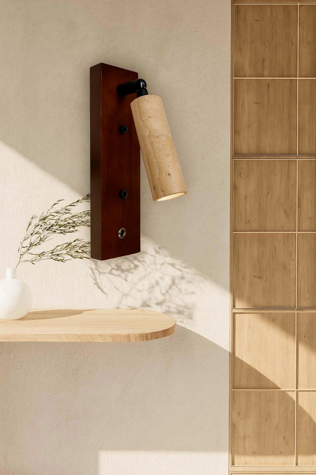 Llambë muri Opviq, Klein, ngjyrë druri arre dhe bezhë