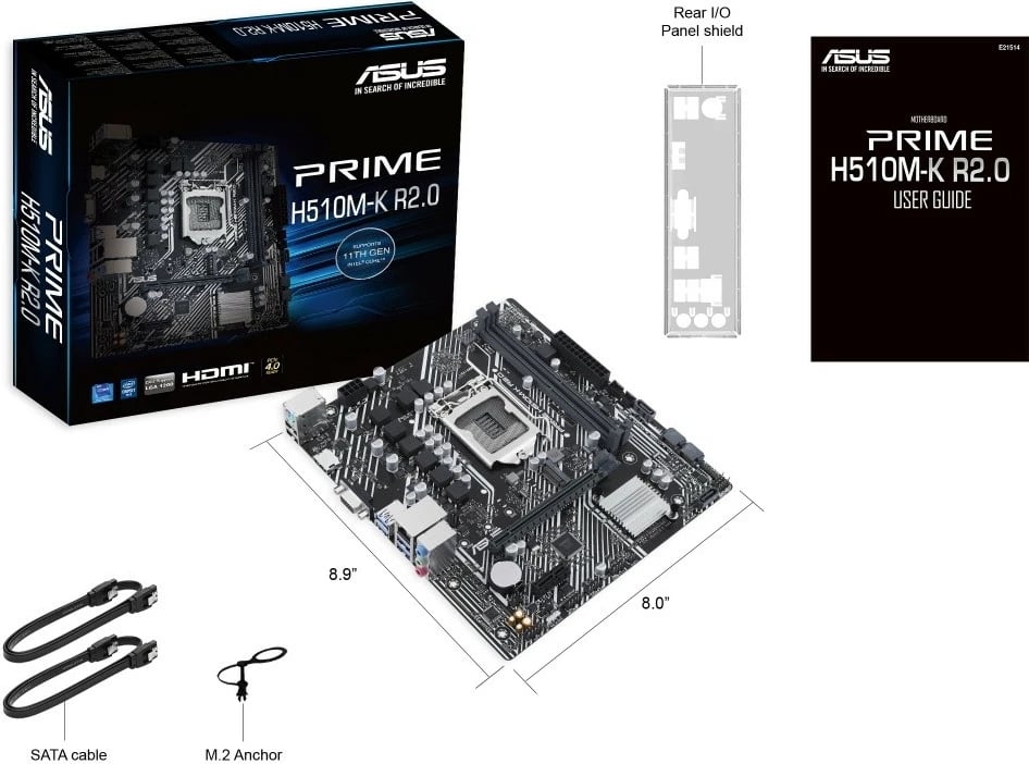 Pllakë amë Asus PRIME H510M-K R2.0, micro ATX, LGA1200, 2 DDR4, HDMI, e zezë