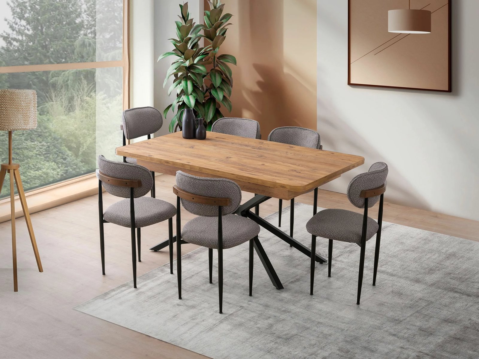 Tavolinë ngrënie me zgjatje, ngjyrë kafe, Skye Decor, Falcon - 2961