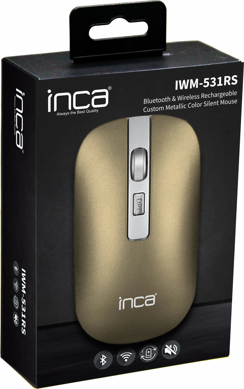 Maus Inca IWM-531RS, 1600 DPI, wireless & Bluetooth, ngjyrë metalike