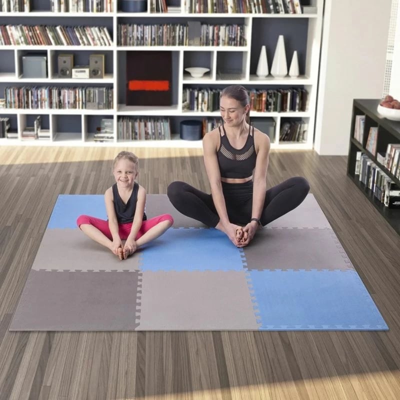 Tapet puzzle për fitnes ONE FITNESS, gri-blu