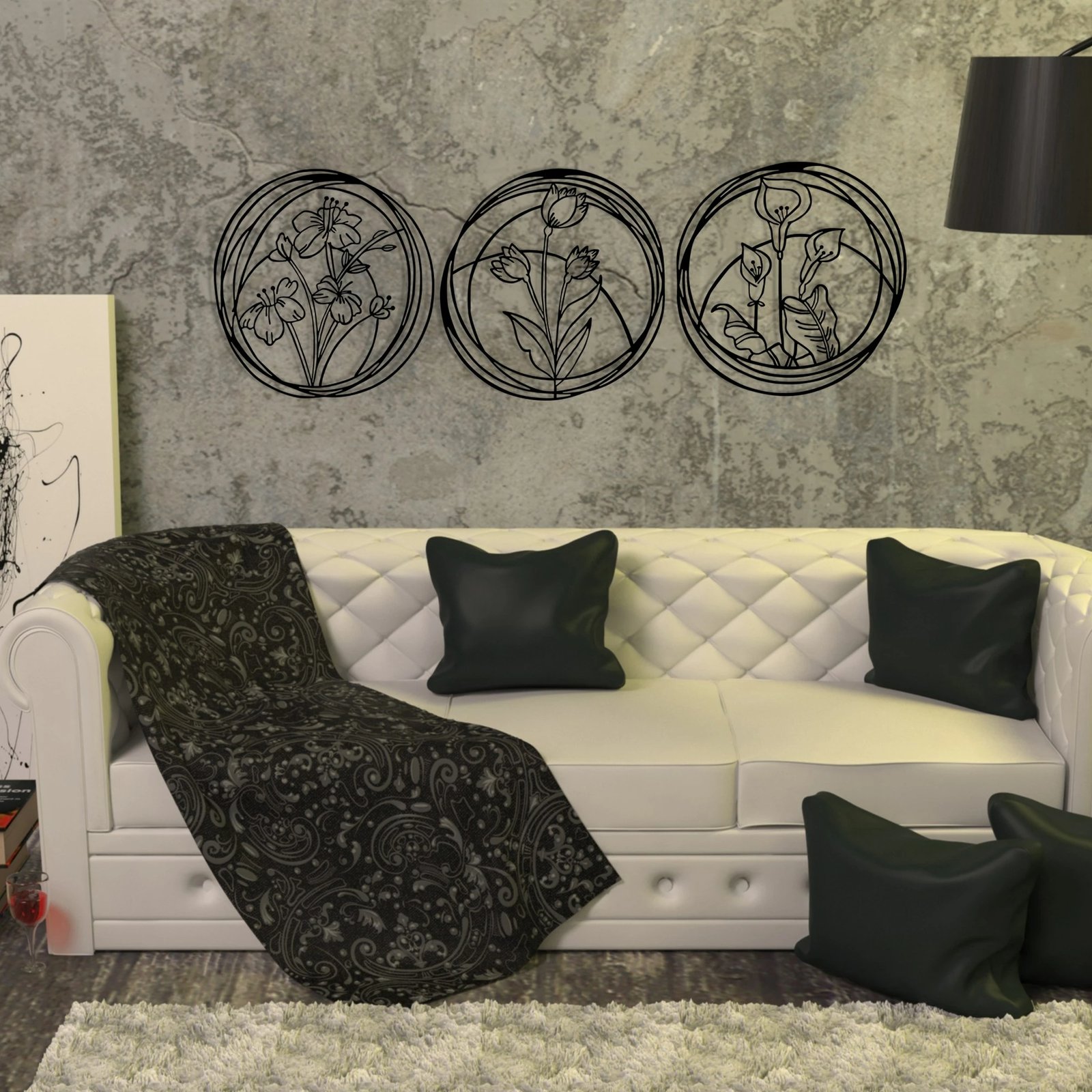 Aksesor dekorativ metalik për mur, Wallity, Lule 5