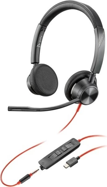 Kufje POLY Blackwire 3325 ST, me adapter USB-C/USB-A, e zezë