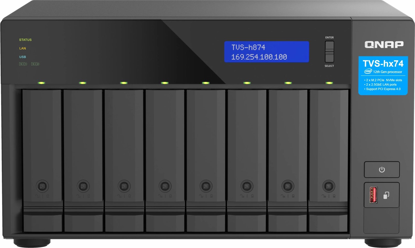 NAS QNAP TVS-H874-I5-32G, Intel Core i5-12400, 32GB RAM, 8-bay, e zezë