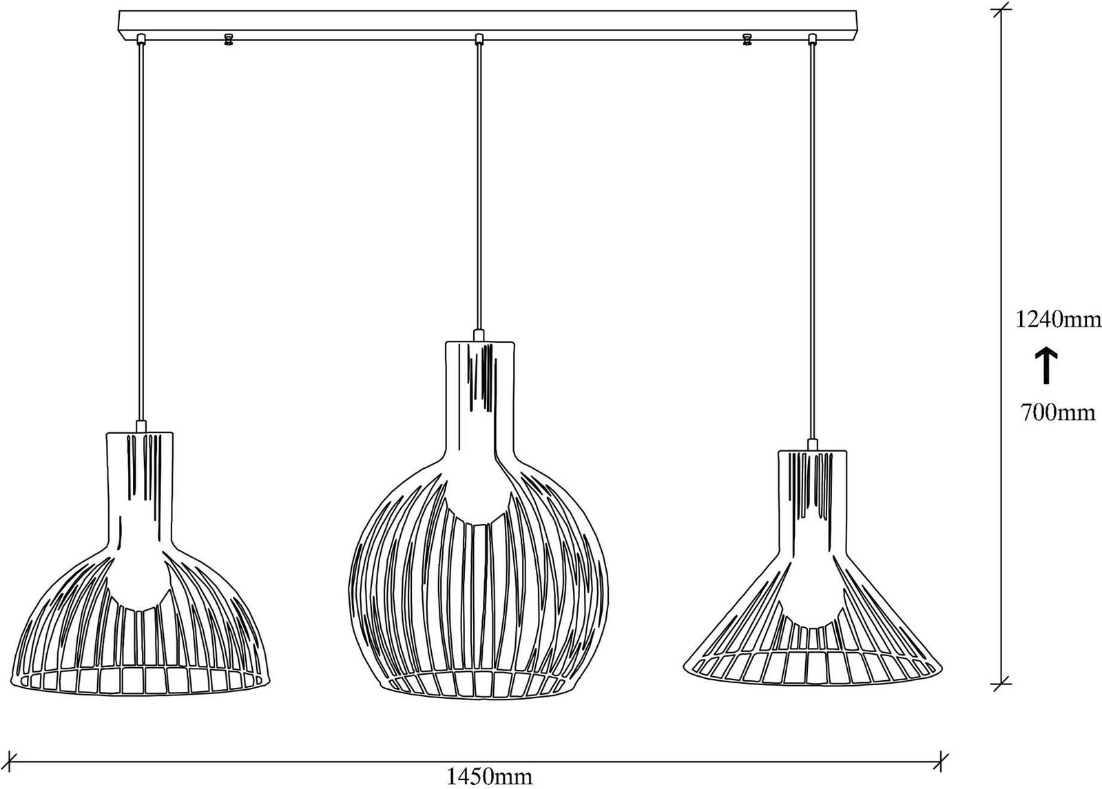Llambë tavani Opviq Fellini MR-768, trup hekuri, ngjyrë e zezë, lartësi e rregullueshme