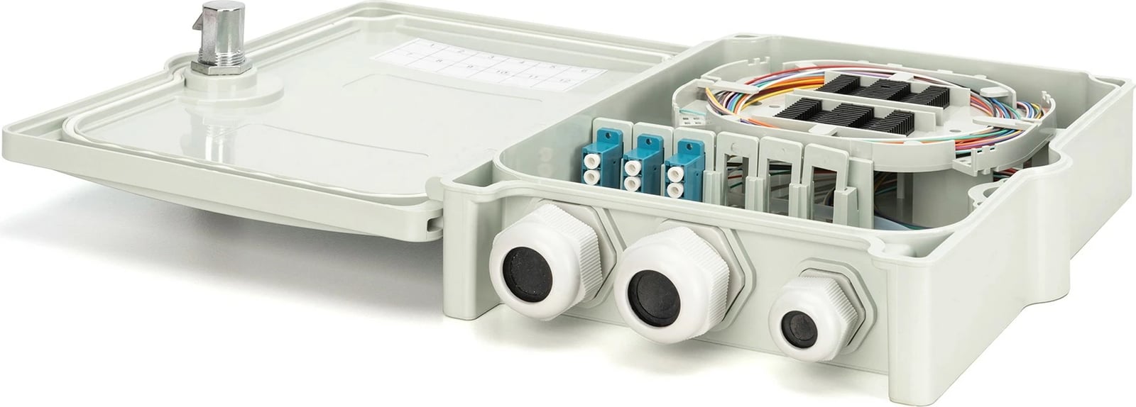 Kuti shpërndarëse fibër optike Digitus, 12 fibra, LC/PC, e bardhë, ABS