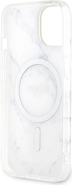 Mbështjellës Guess Marble MagSafe për iPhone 14 Plus 6.7", i bardhë