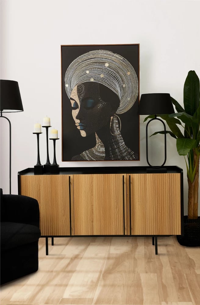 Bufe Origami me 3 dyer, ngjyrë sonoma, 160x45x85