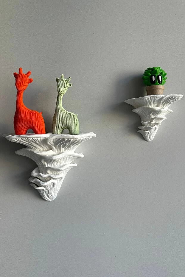 Set rafte plastikë shumëpërdorimësh (2 copë), Evila Originals, kërpudhë, i bardhë