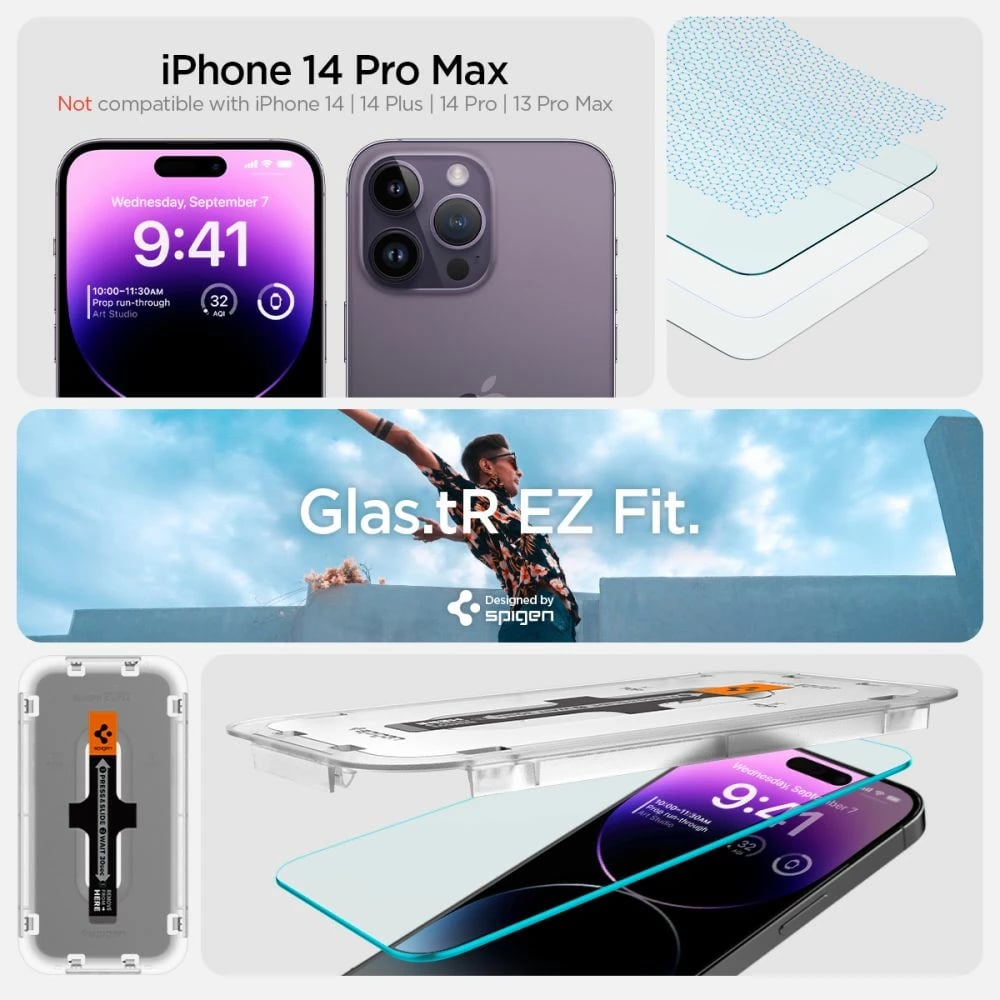 Xham mbrojtës Spigen Glas.tR EZ Fit për iPhone 14 Pro Max, 2 copë