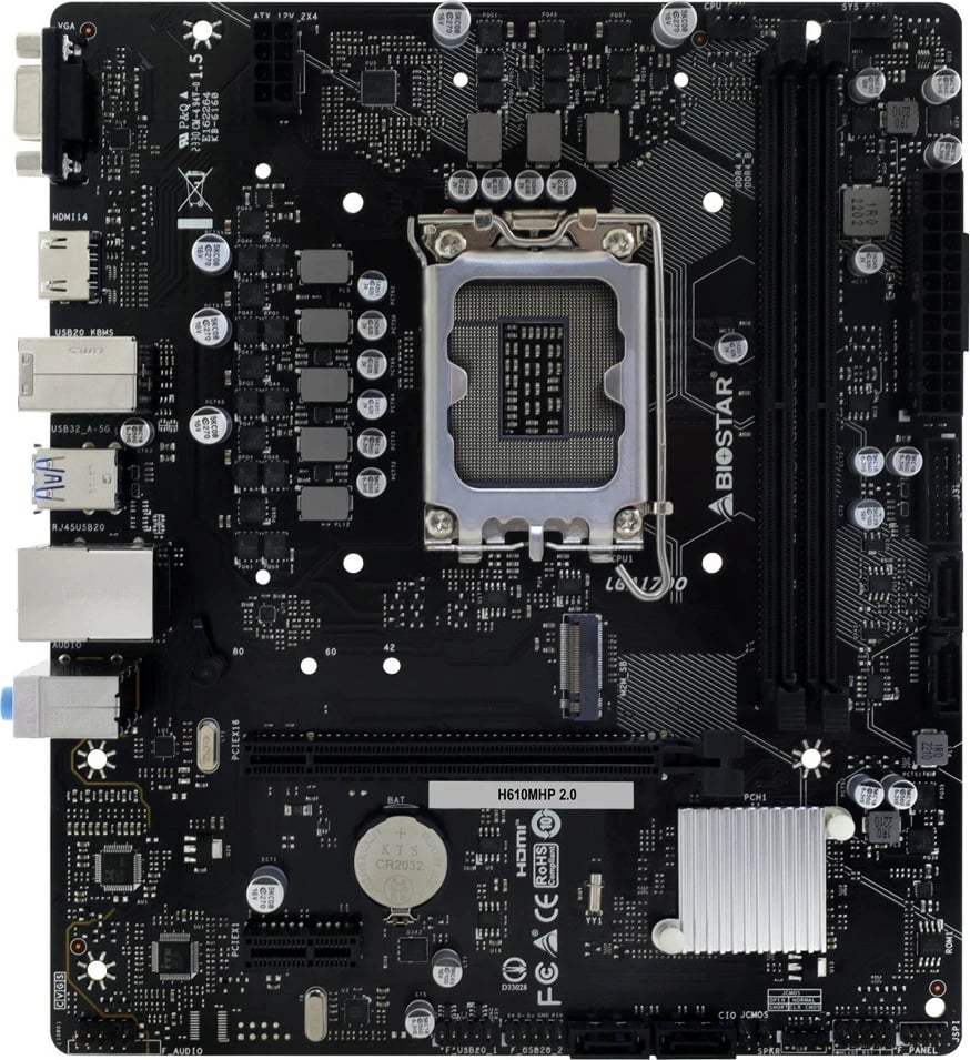 Pllakë amë Biostar H610MHP 2.0, Intel, LGA 1700, DDR4-SDRAM, 64 GB