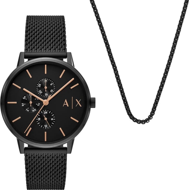 Orë dore për meshkuj Armani Exchange AX7162SET, e zezë
