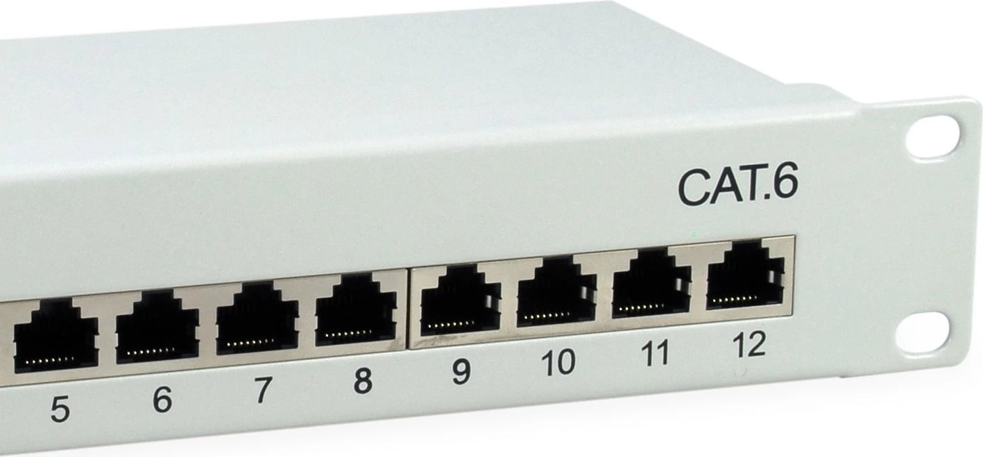 Patch panel EQUIP 12-portë, Cat6/Cat6e, 1U, çelik, gri