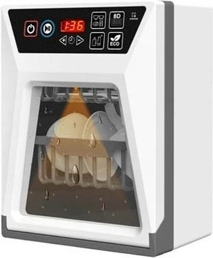 Lodër pjatalarëse elektronike Madej 011196, me efekte drite e zëri, plastikë, gri/bardhë, set me pjata dhe lugë