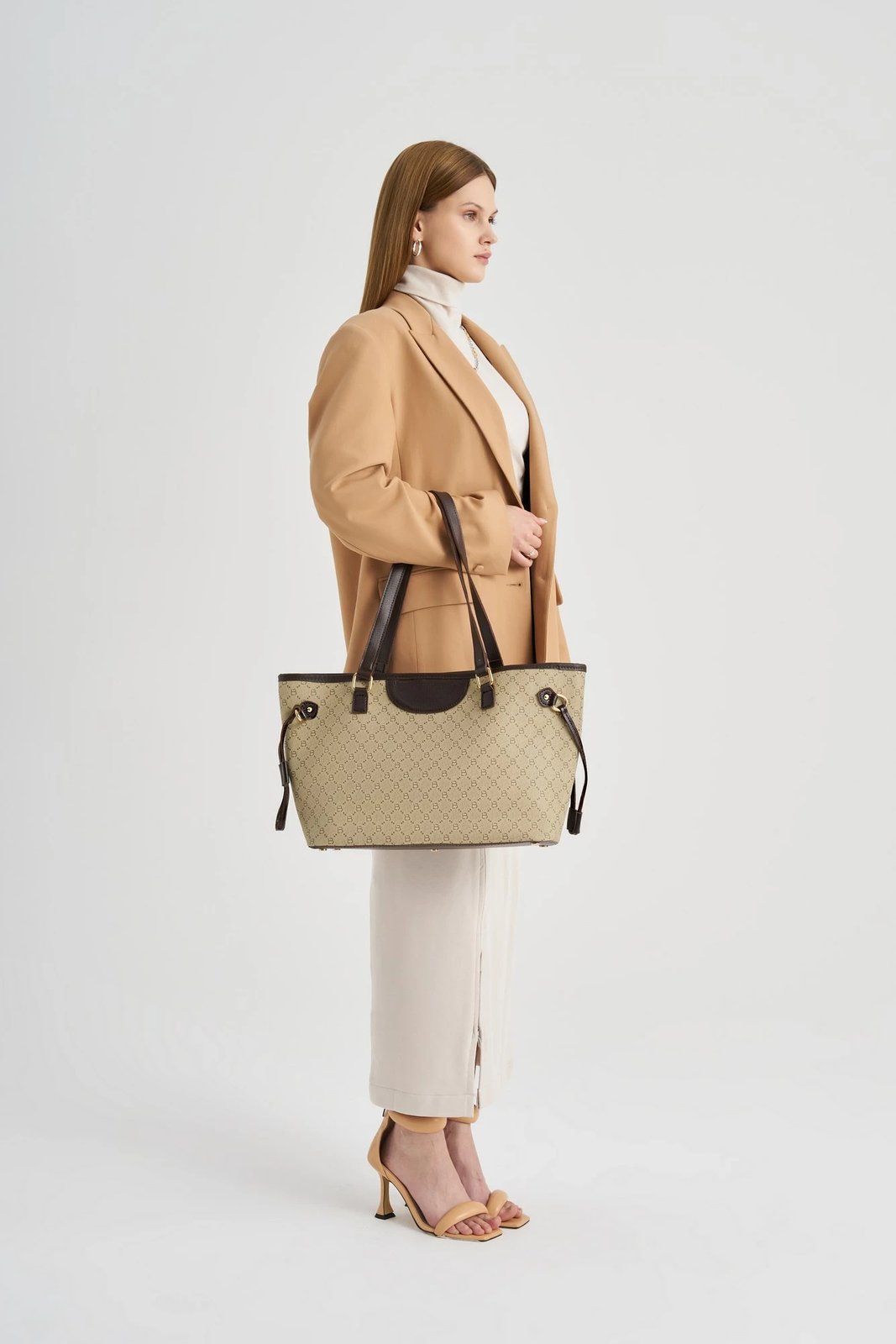 Tote bag Lucky Bees, krem, kafe, 355 v2