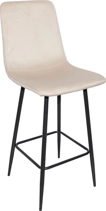 Karrige për bar Grato, stof bezhë, këmbë metalike të zeza, 43.5x55x114cm