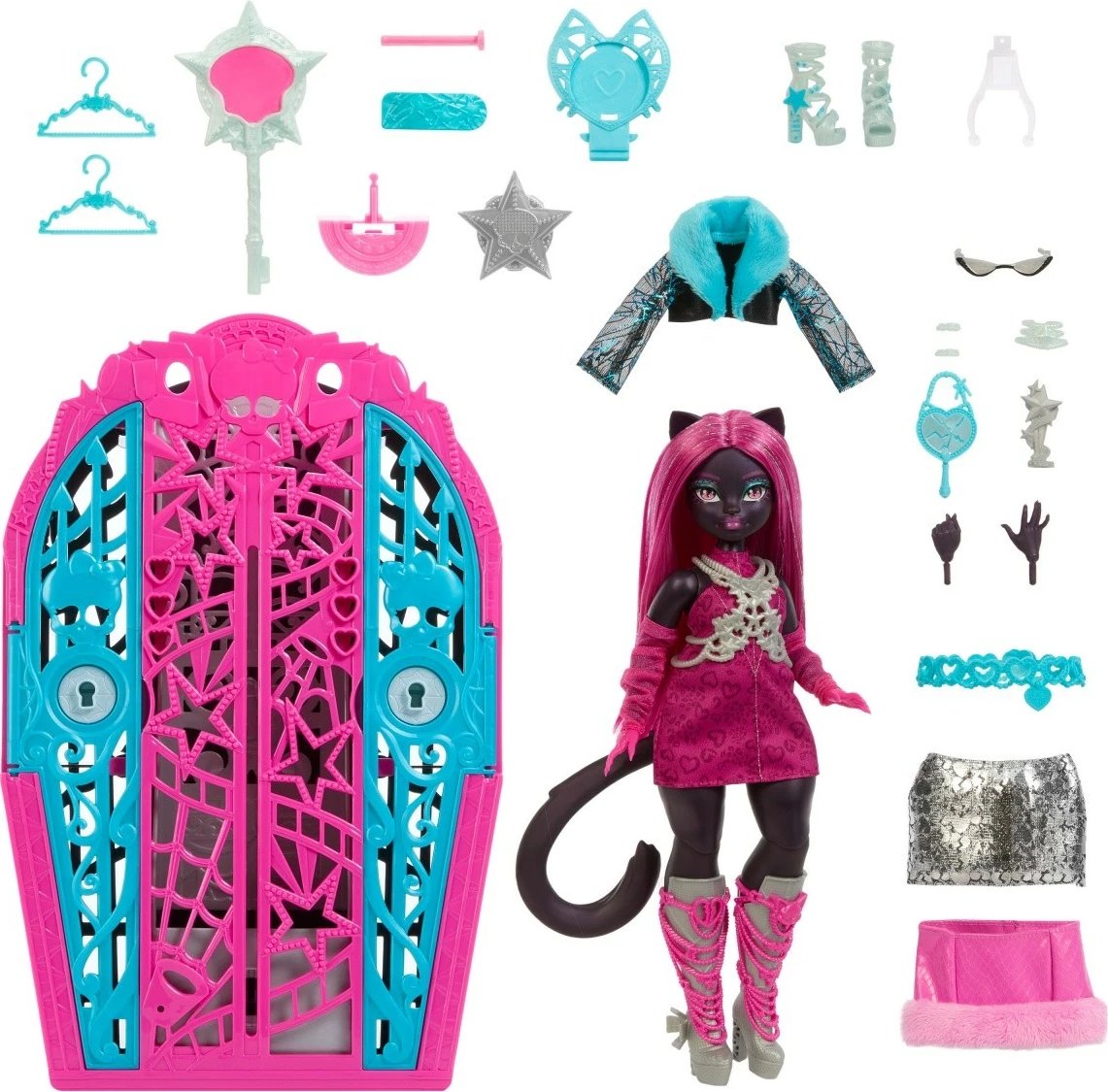 Kukull Monster High Catty Noir Ghostly Secrets me dollap dhe aksesorë, Mattel