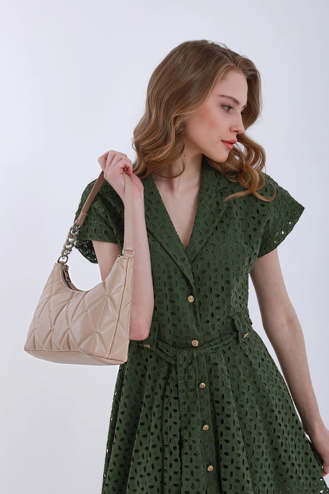 Çantë shpatullë Zoozie Bags, 22YV10-003, ngjyrë mink