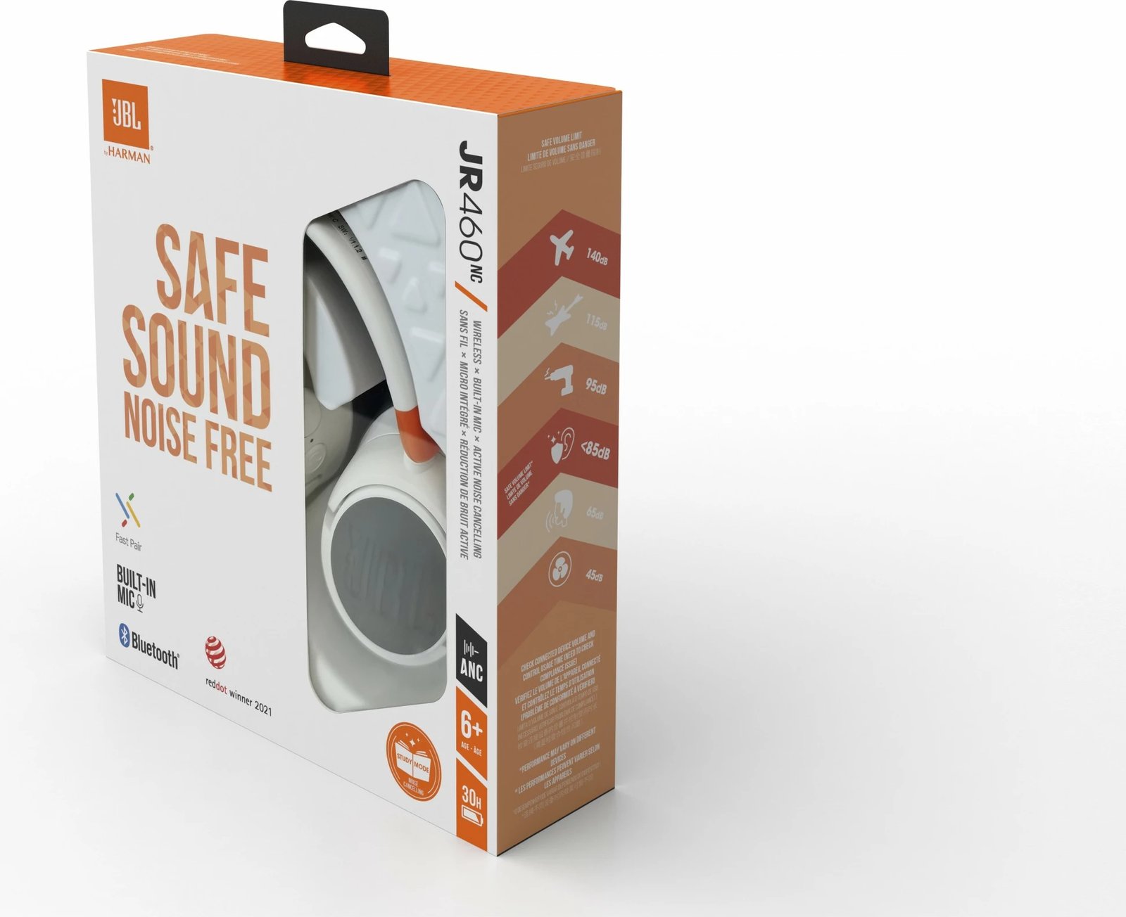 Kufje JBL JR 460 NC, wireless, noise cancelling, për fëmijë, bardhë