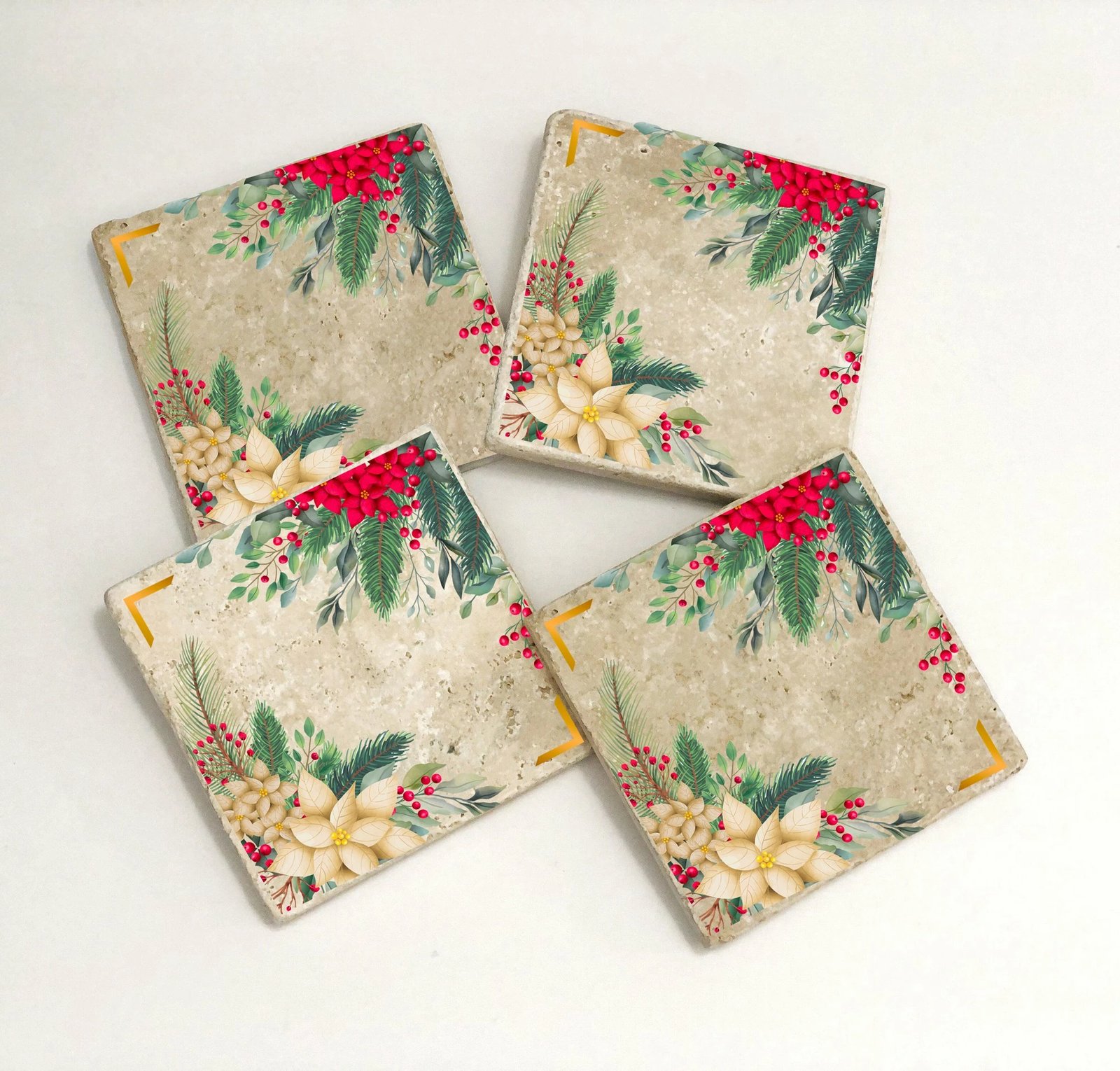 Set nën gotash prej guri natyral, shumëngjyrëshe, Hermia, TBA2009, 4 copë