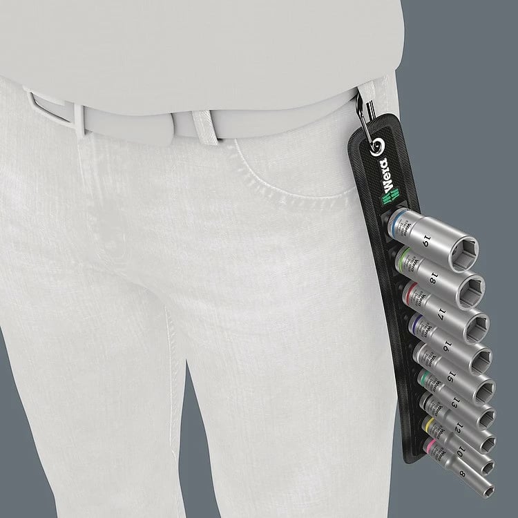 Set çelësa tubash Wera 05004545001, 9 copa, metrik, 3/8", 8-19mm, me kasë tekstili