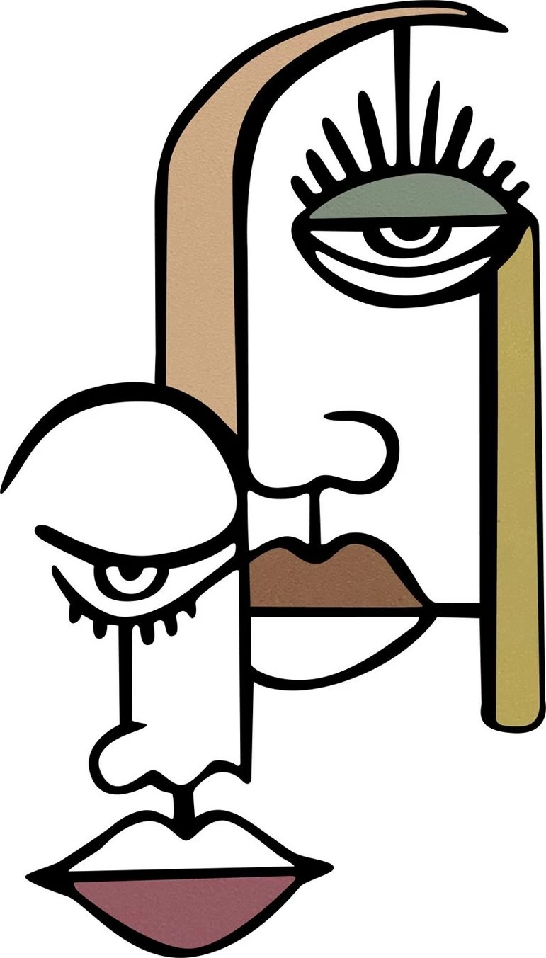 Aksesor dekorativ për mur, metalik, Wallity Kubizm 28, shumëngjyrësh, 68x39cm