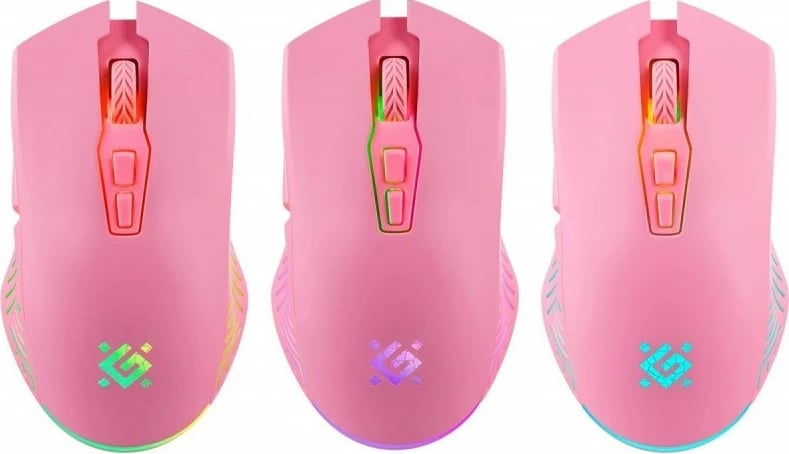 Maus wireless Defender PANDORA RF, 3200DPI, 7 butona, RGB, Rozë