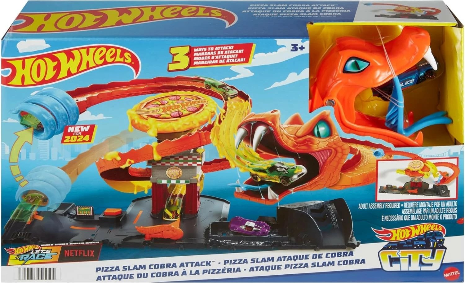 Set pistë lodër Hot Wheels City Odjazdowa Pizza Cobra Attack, plastikë, shumëngjyrëshe